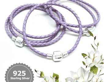 Lilac Women's Hand Made Single Double Triple Wrap Bracelet S925 Silver Clip Pandora Style Affordable Prices