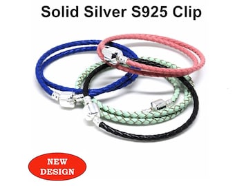 Women's Hand Made Single Double Triple Wrap Bracelet S925 Silver Clip Choice of 8 Colours Pandora Style Affordable Prices