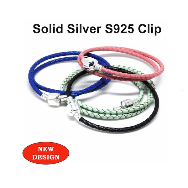 Women's Hand Made Single Double Triple Wrap Bracelet S925 Silver Clip Choice of 8 Colours Pandora Style Affordable Prices