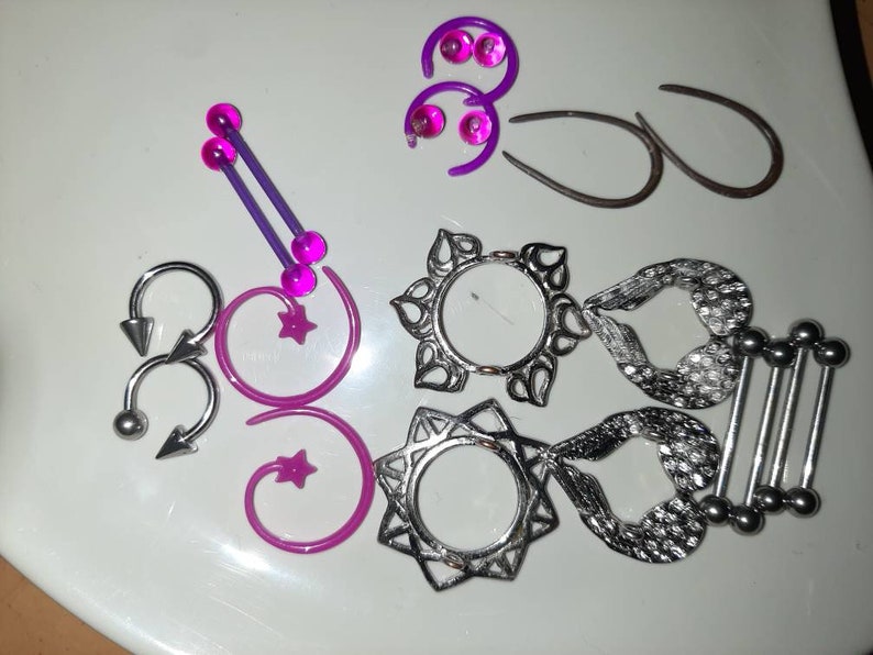 18 piece variety lot of body jewelry for 16 or 18 gauge nipple piercings