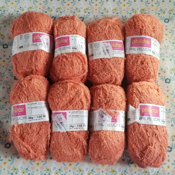 Lot de 8 pelotes de Phil Peluche coloris capucine