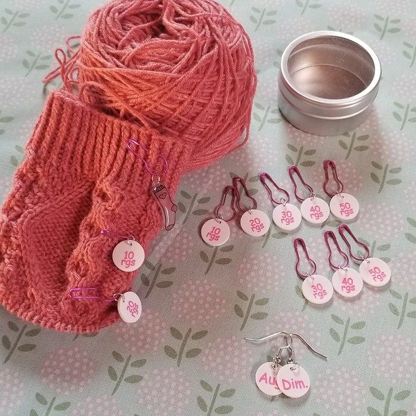 Compte-rangs tricot et crochet coloris rose