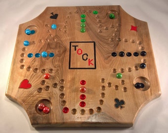 Tock or aggravation small Canadian horses wooden game to order handcrafted square shape
