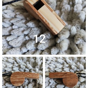 Pfeifen aus verschiedenen Holzarten: Tanne, Erle, Walnuss, Kastanie, Esche; Musikspielzeug, individuell gestaltbares Modell, gewachste Oberfläche. aulne échauffé/pin12