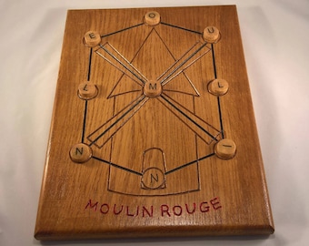 jeu du moulin casse-tête en chêne massif gravure à la défonceuse et laser.