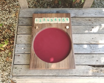 Shut the box to order closes the box dice track solid walnut burgundy felt customizable old style