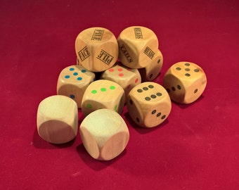 Wooden dice size 40mm model of your choice size on request Made in France