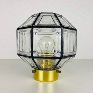 Midcentury Iron and Bubble Glass Flush Mount by Glashütte Limburg, 1960s