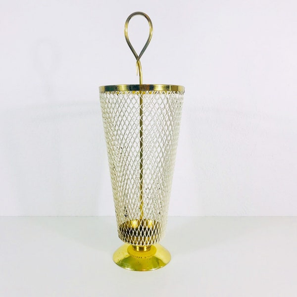 Very Elegant Mid Century Modern Umbrella Stand - White Metal Wire - Germany 1960s