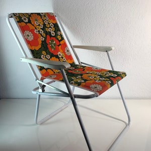 Vintage amazing 1970&#39;s german retro summer chair - beach chair - flower design