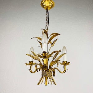 Golden Wheat Sheaf Hängeleuchte von Hans Kögl, Deutschland, 1970er Jahre