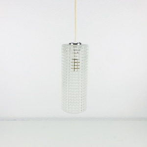 RESERVED beautiful Limburg Cylinder Shape Hanging Lamps - Opaque Glass Shade - Square Ornaments - Germany 1970s