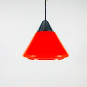 Limburg Red Cone Shape Hanging Lamp, Germany, 1970s