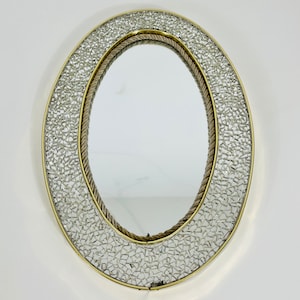 Italian Brass Framed Mosaic Wall Mirror, 1960s, Italy