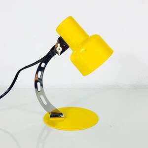 Yellow Metal Table Lamp by Richard Essig - Chrome Thin Bar - Round Buttom - Germany 1970s