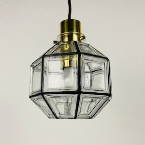Midcentury Iron and Bubble Glass Flush Mount by Glashütte Limburg, 1960s
