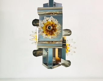 Extraordinary Aluminium and Murano Glass Ceiling Light by Mazegga, 1970s, Italy