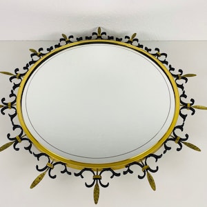 Mid-Century Italian Round Illuminated Brass Wall Mirror, Italy, 1960s