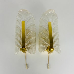 Pair of Modernist Brass and Opaline Glass Wall Lamps by Carl Fagerlund, 1960s