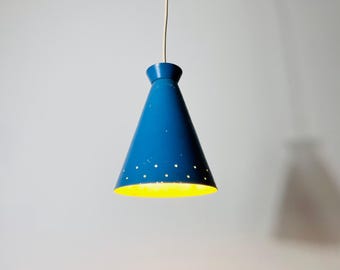 Italian Diabolo Blue Hanging Lamp, 1950s, Italy