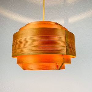 Midcentury Holz Hängeleuchte von Hans-Agne Jakobsson, Schweden, 1960er Jahre