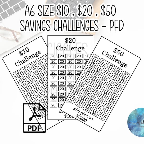 Mini Savings Challenges, A6 Savings Trackers, Budget Tracker, Cash Envelope System, Budget Game, Dave Ramsey, Barefoot Investor, A6 Insert