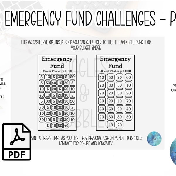 1000 Emergency Fund, Savings Challenge, Money Tracker, Cash Envelope System, Budget Binder, Dave Ramsey, Barefoot Investor, A6 inserts, 1k