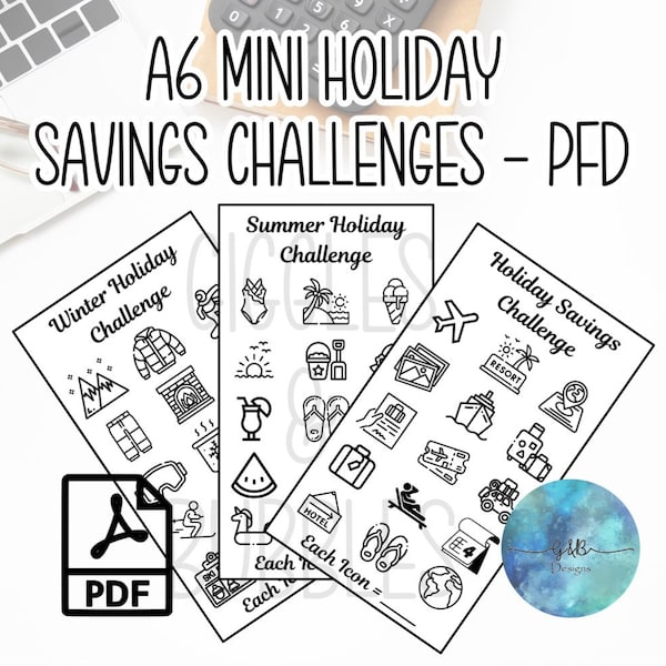 Mini Holiday Savings Challenges, A6 Savings Trackers, Budget Tracker, Cash Envelope, Budget Game, Dave Ramsey, Barefoot Investor, A6 Insert