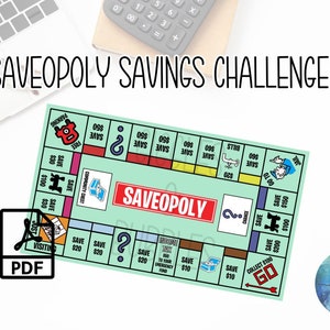 Saveopoly 貯蓄チャレンジ、予算バインダーインサート、現金封筒システム、A6 貯蓄トラッカー、貯蓄ゲーム、デイブ ラムジー、ベアフット インベスター、A6
