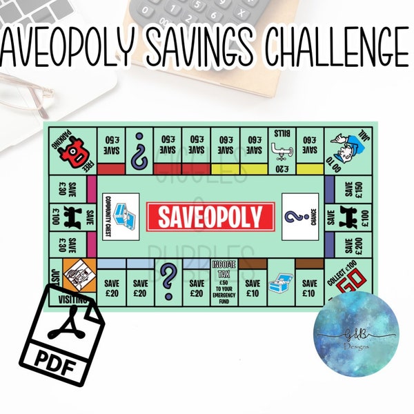 Saveopoly Saving Challenge, Inserto raccoglitore di budget, Sistema di buste di contanti, Tracker di risparmio A6, Gioco di risparmio, Dave Ramsey, Investitore a piedi nudi, A6