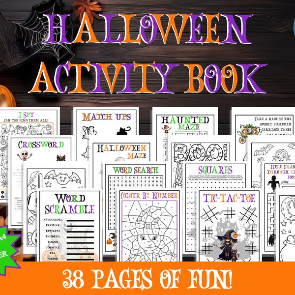 40 Kids Halloween Activity Pack, Printable Download, Fun Halloween Ideas for Kids, Halloween Games for Kids, Games Bundle, Kids Halloween