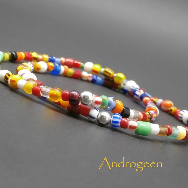 Bracelets fins extensibles, multicolores, empilables, perles de graines, commerce équitable africain, argent sterling Ø2/4 mm R245