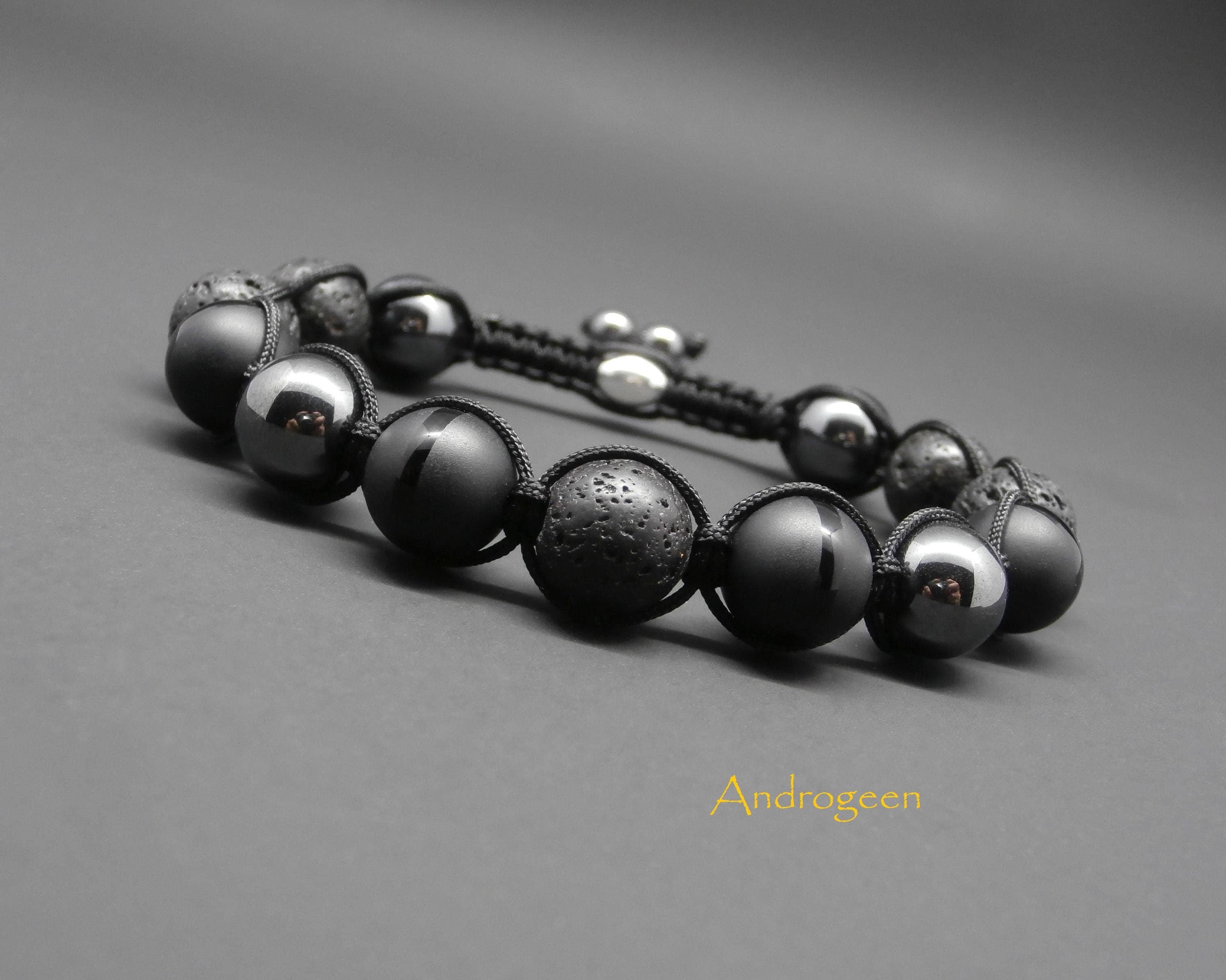 Fil De Perles En Obsidienne Noire Arc-en-Ciel - 46 Perles De 8mm Sur Fil De 39cm, Fait Main - Neuf