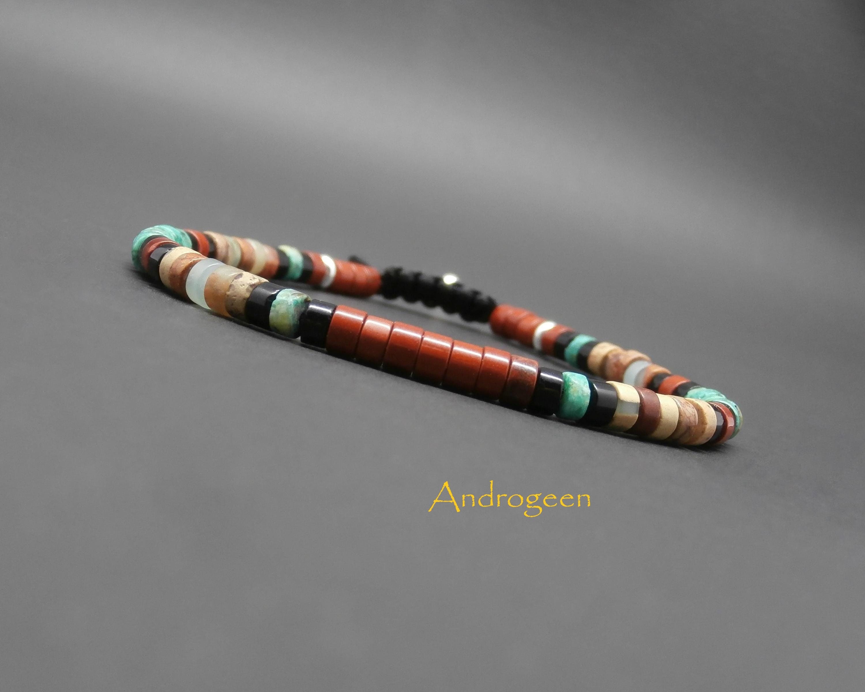 hiro　Pebble Bracelet Heishi Bracelet, Gemstones, Red Jasper, Impression Jasper