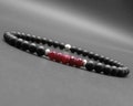 Fine men's bracelet, minimalist, precious stones, faceted ruby, gems, matte onyx, sterling silver beads \u00d8 4 mm R862 product logo