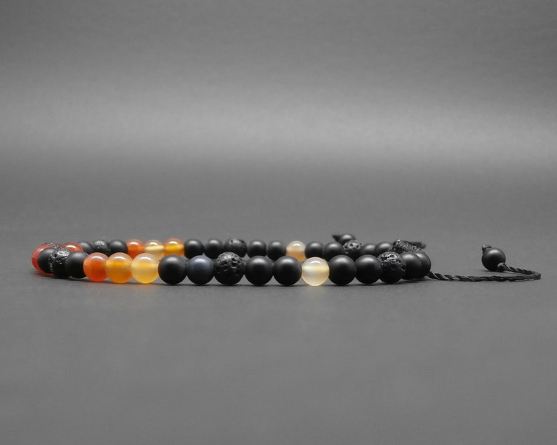 gemstones Fine braided man/'s bracelet lava stone matte black onyx 4 mm R379 natural cornaline