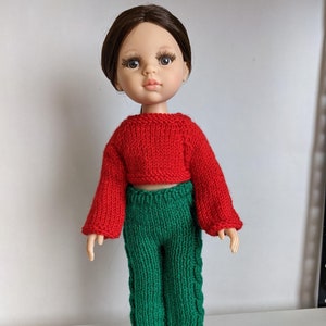 Christmas Outfit – Knitted Pants & Sweater/Cardigan for Paola Reina Dolls