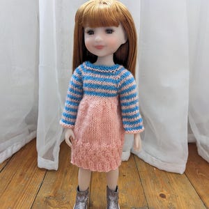 OOAK Knitted Dress for Ruby Red Fashion Friends – Handmade Clothes for RRFF Dolls – Limited Gift for Collectors