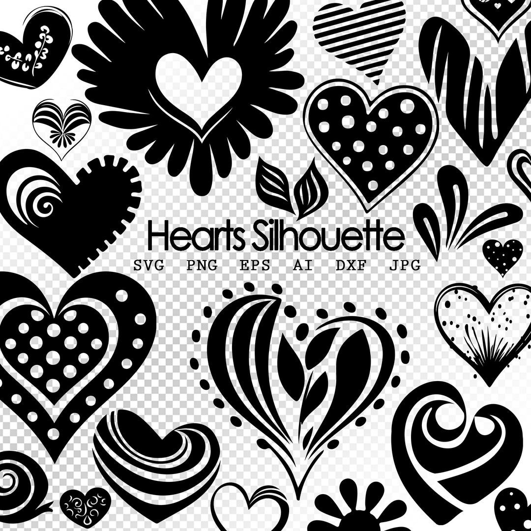 Hearts Silhouette Bundle SVG, Love Svg, Heart Svg Cut Files for Cricut ...