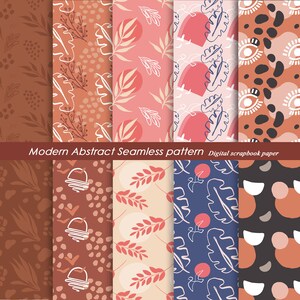 Summer digital paper in Boho style. Geometric seamless pattern with floral print