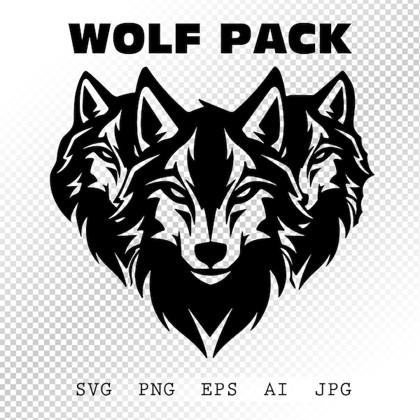 Wolf Pack SVG file for cricut, Wolf Heads, Wolf Png, Cricut Svg For Silhouette, Instant download