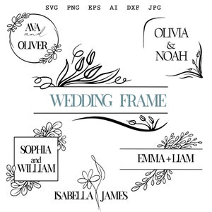 Wedding Frame svg  Bundle, Bride svg, Groom svg, png, eps for sublimation and cutting. Wedding Monogram SVG, Floral Frame SVG