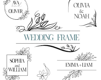 Floral Wedding Frame SVG Bundle: Bride & Groom Monogram (Digital Download)