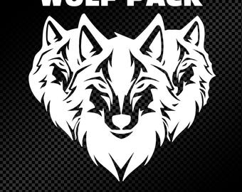 Wolf Pack White SVG file for cricut, Wolf Heads, Wolf Png, Cricut Svg For Silhouette, Instant download