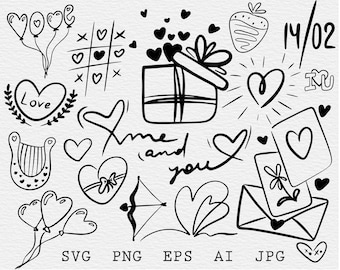 Hand-Drawn Love Clip Art Collection | Vector SVG & AI Files | Valentine's Day Design