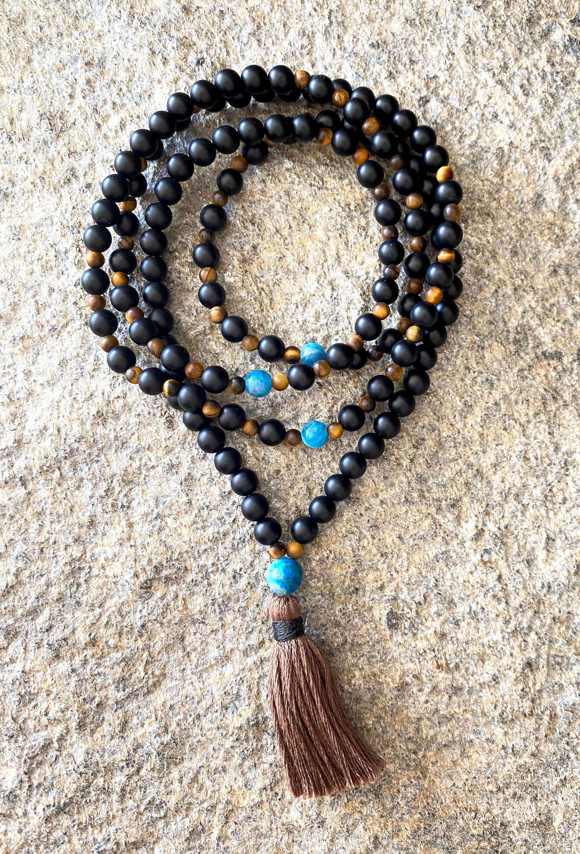 I AM Black Onyx Mala Necklace, Mala Beads Yoga Jewelry Mediation Beads Mens Mala Beads Mens Yoga