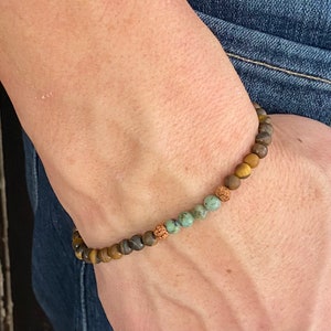 KEEP GOING Tigers Eye + Turquoise Mala Bracelet • Mala Bracelet • Mens Bracelet • Unisex Bracelet • Mens Gift • Christmas Gift