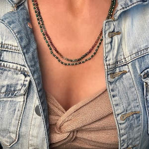 Collar de turmalina Ombré • Collar de mujer • Collar Ombré • Joyería de yoga • Collar Boho • Collar de malaquita • Joyería Ombré