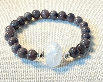 Pulsera Labradorita + Cuarzo Mala, Pulsera de Mujer, Pulsera de Yoga, Joyería de Yoga, Pulsera Boho, Joyería Boho, Pulsera de Labradorita