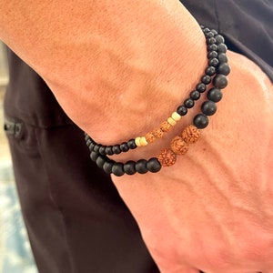 Strong & Steady Black Onyx Mens Mala Bracelet • Mens bracelet • Black Onyx Bracelet • Rudrashka Bracelet • Men’s Gift • Fathers Day Gift